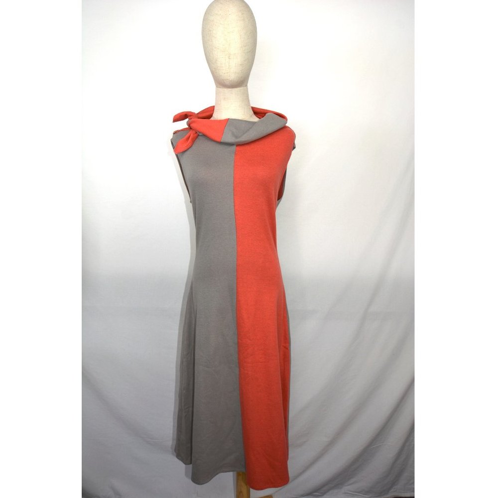 Like new Maya Epler handmade knit grey and coral dress, size S-M - Picture 5 of 14